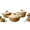 Beige ceramic cookware set: A multi-functional earthenware pot for frying, stir-frying, stewing and boiling at home Item Picture